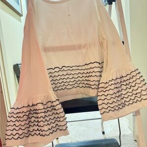 See by Chloe Cream Bell Sleeve Top with Black Trim.  Size medium.